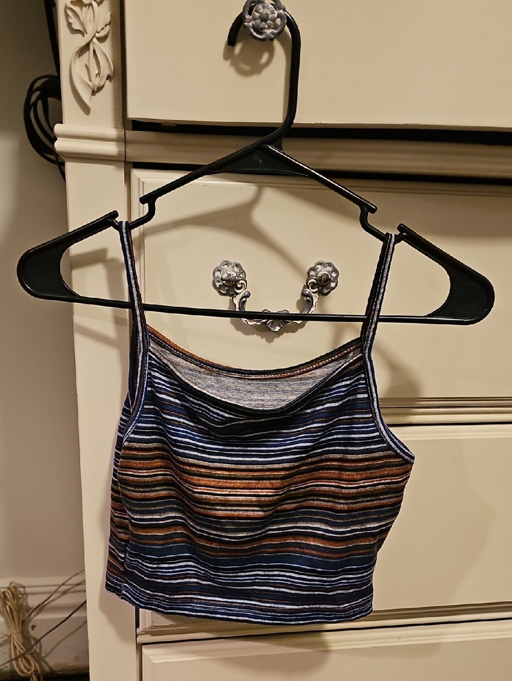 SHEIN Striped Blue & Brown Women's Cropped Tank Top